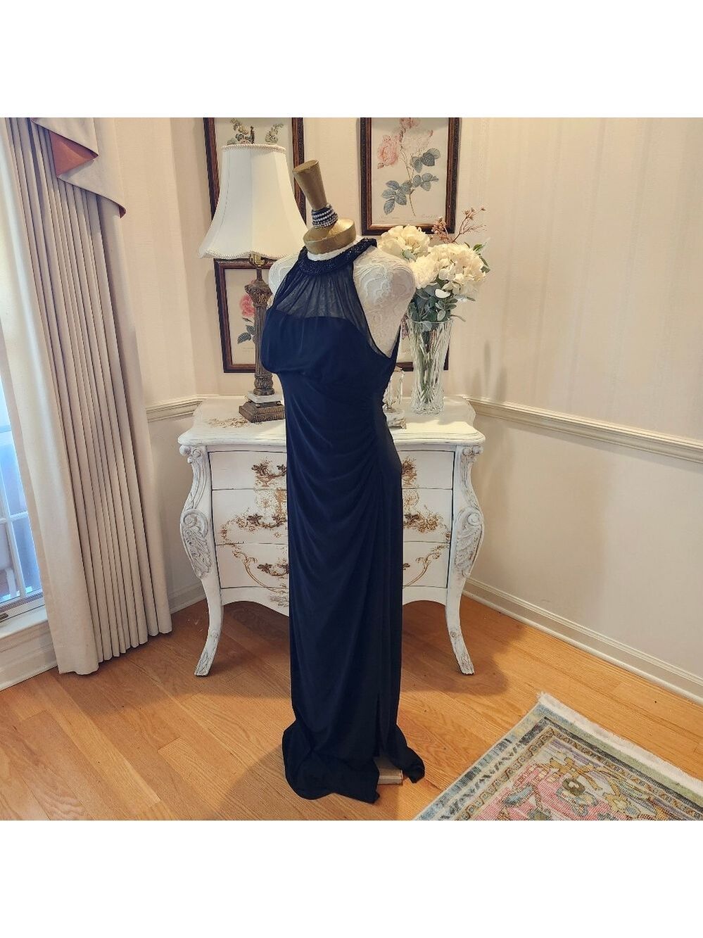 Ralph Lauren Vintage Opera Gala Black Beaded Evening Gown 12